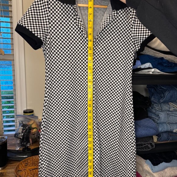 Urban Revivo Checker Mini Dress | Size L | Stretch Knit | Snap-Front - Picture 5 of 8